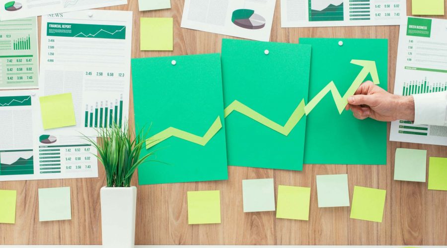 Businessman reporting successful chart