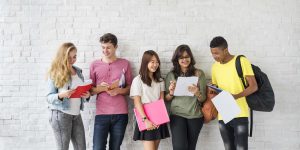 Happy group of diverse students