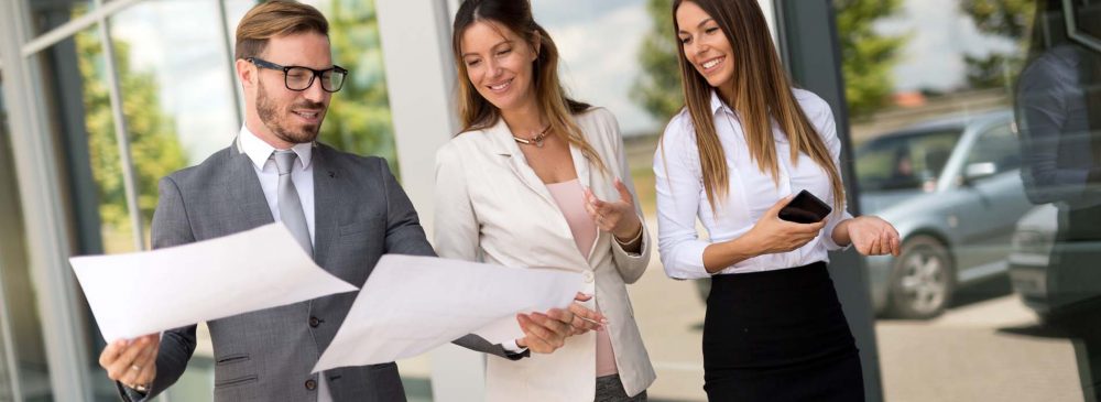 Team members discussing