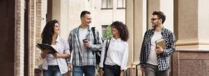 Group of students walking at campus